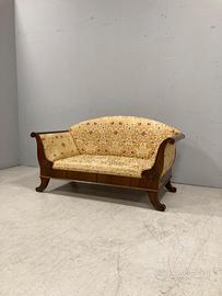 SOFA' IN LEGNO DI NOCE CON TESSUTO DAMASCATO
