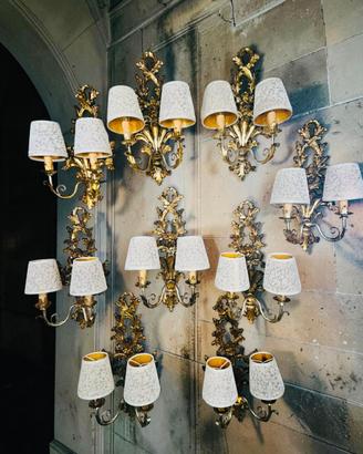 Set di 7 Applique Antichi da Parete a Due Luci