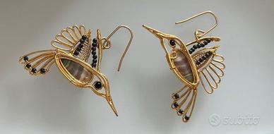 Orecchini artigianali bagno d'oro e Agata striata
