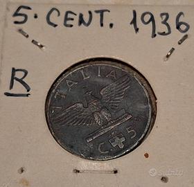 monete 5 centesimi 1936