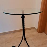 Tavolino in vetro e ferro battuto
