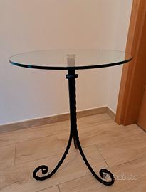 Tavolino in vetro e ferro battuto