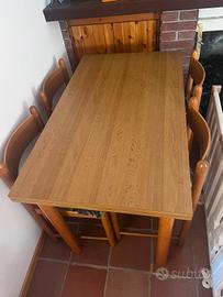 tavolo allungabile e sedie in legno70x120 - 70x180