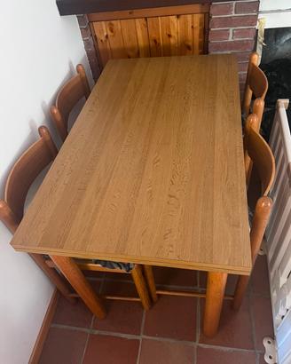 tavolo allungabile e sedie in legno70x120 - 70x180