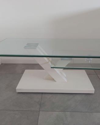 Tavolo elegante da sala con 2 ripiani in cristallo