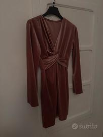 Vestito donna rosa in velluto