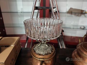 alzatina in vetro e metallo 