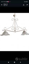 Lampadario Bilanciere 2 Luci Shabby Bianco