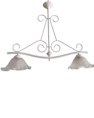 Lampadario Bilanciere 2 Luci Shabby Bianco