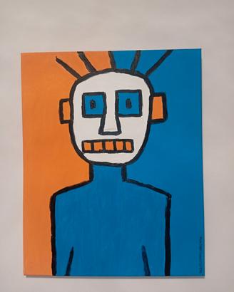 BASQUIAT DIPINTO A MANO SU TELA NON INCORNICIATO 