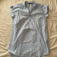 Vestito-camicia a righe bianche e azzurre nuovo
