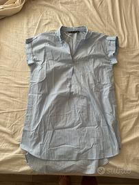 Vestito-camicia a righe bianche e azzurre nuovo