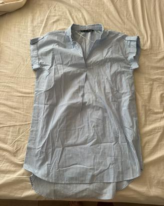 Vestito-camicia a righe bianche e azzurre nuovo