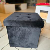 2 Pouf / Puf contenitivi Nero a Cubo, tipo velluto