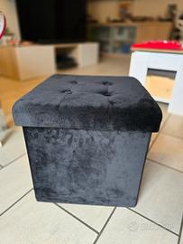 2 Pouf / Puf contenitivi Nero a Cubo, tipo velluto