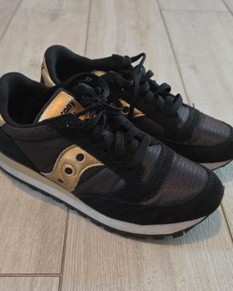 Saucony jazz nero e oro taglia 38.5 donna