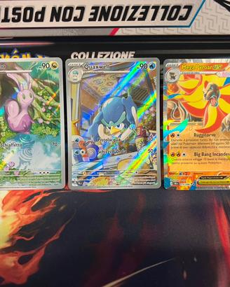 Set 3 carte Pokémon: 2 illustrazioni rare + 1 ex