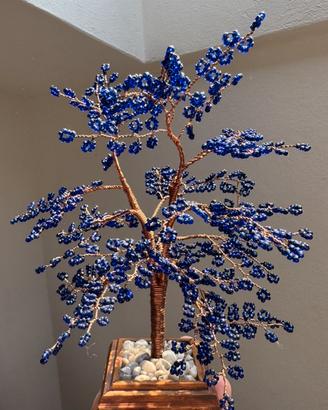 Albero della Vita Artigianale in Rame Perline Blu