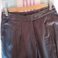 Pantaloni 3/4 grigio antracite in seta e cotone