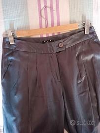 Pantaloni 3/4 grigio antracite in seta e cotone