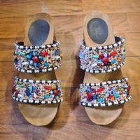 SANDALI ZEPPA CAFFE' ITALIANO DONNA 36 CON STRASS