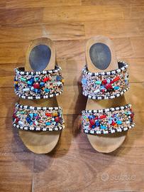 SANDALI ZEPPA CAFFE' ITALIANO DONNA 36 CON STRASS