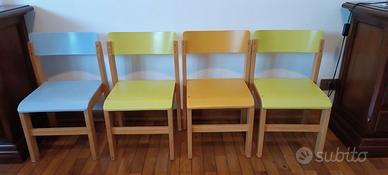 nr.4 sedie in legno colorate bimbi 3-6 anni