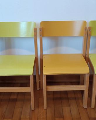 nr.4 sedie in legno colorate bimbi 3-6 anni