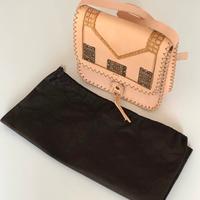 Borsa in vera pelle, color cipria