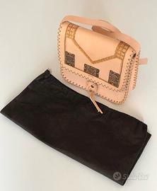 Borsa in vera pelle, color cipria