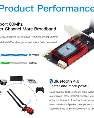 Scheda WiFi 5 2.4/5GHz MU-MIMO /Bluetooth 4.0