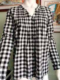 Camicetta a quadretti con collo alla coreana