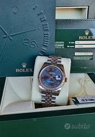 ROLEX DATEJUST 116234 BLU ROULETTE COMPLETO 2013
