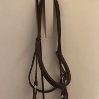 Testiera cuoio con frontalino.Side-pull monta wes.