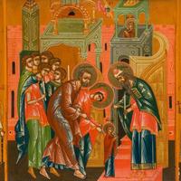 Antica icona russa "Presentaz. al Tempio di Maria"