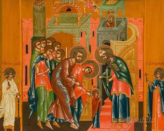 Antica icona russa "Presentaz. al Tempio di Maria"