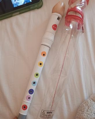 Flauto multicolore bianco per bambini in legno 