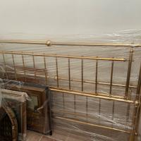 Letto in ottone dorato matrimoniale, larghezza 180