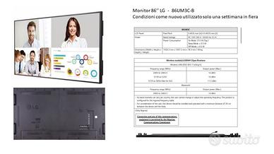 Monitor Digital Signage UHD della LG 86 pollici