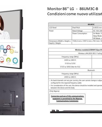 Monitor Digital Signage UHD della LG 86 pollici