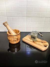 Legno di ulivo mortaio pestello