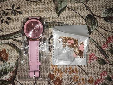 Orologio donna, orecchini, collana e braccialetto