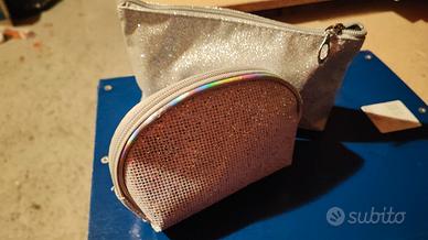 Set 2 pochette / buste color argento