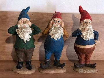 Set 3 Statuette Gnomi Non Vedo Non Sento Non Parlo