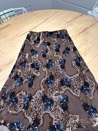 Gonna con inserti in velluto