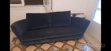 Divano poltronova anni 80 velluto blu