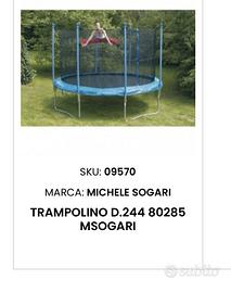 Trampolino 244 cm. Altezza totale 240 cm