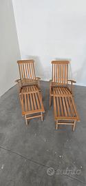 Coppia di Sdraio Lounge in Teak con Poggiapiedi 