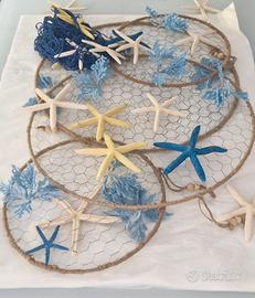 Set 4 Decorazioni Parete Stile Marino Shabby Chic 