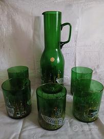 brocca e 5 bicchieri per acqua vintage 